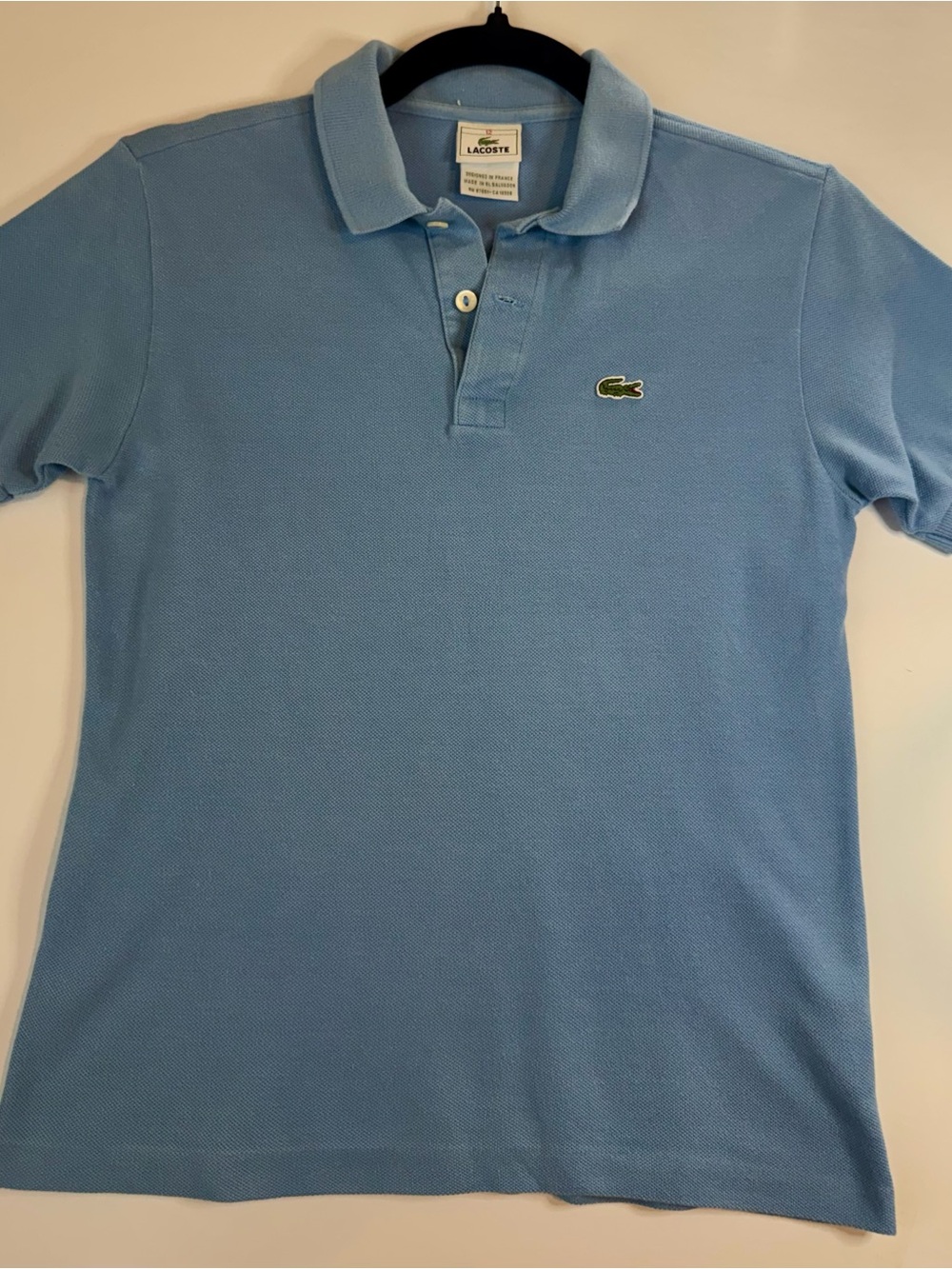 Lacoste Polo Shirt Kids Size 12 / Womens XS Light Blue Pique Classic Crocodile
